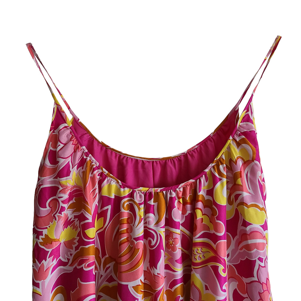 J. CREW 100% Silk Floral Maxi Dress Fuschia Yellow Scoop Neck AP222 Womens 4 NWT - Picture 5 of 14